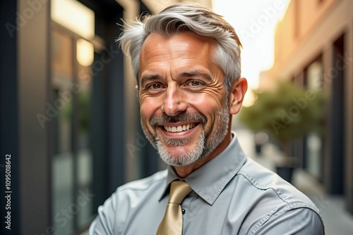 Confident and Successful Mature Businessman Smiling in an Urban Environment