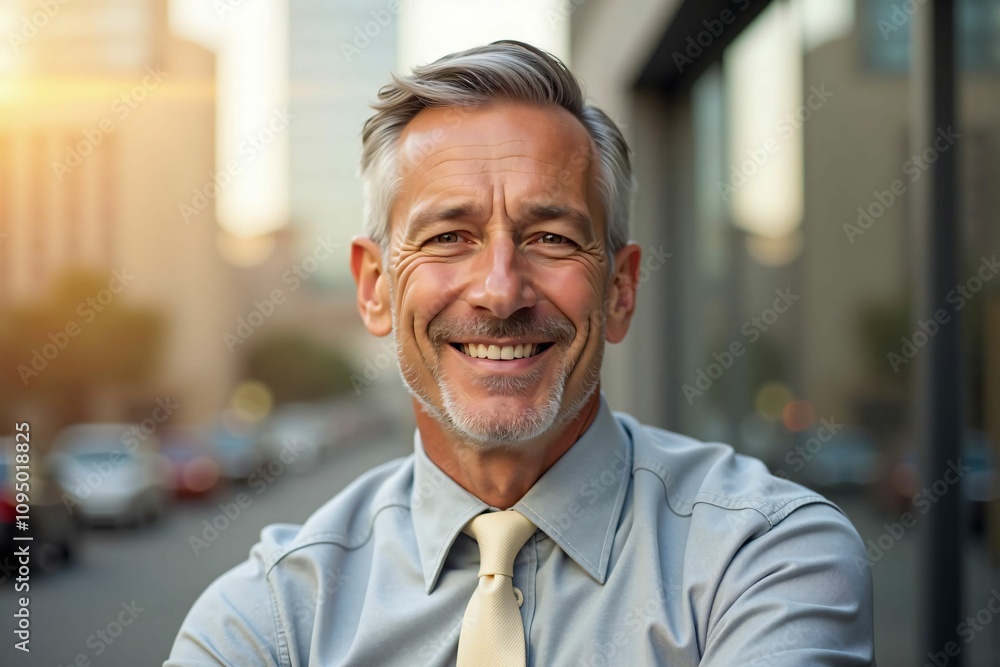 Confident and Successful Mature Businessman Smiling in an Urban Environment Confident and Successful Mature Businessman Smiling in an Urban Environment