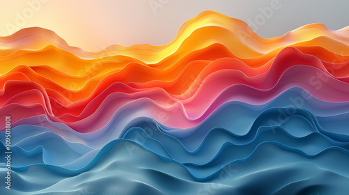 Vibrant, flowing abstract waves with a warm to cool color gradient.