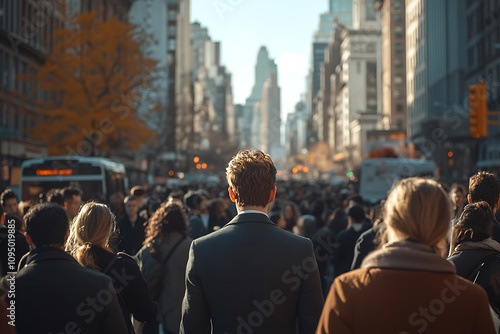 Anonymous Man in Gray Suit, NYC Autumn Crowd