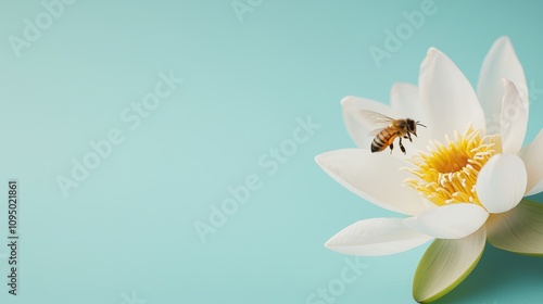 Bee pollination action nature scene macro calm environment close-up view biodiversity concept