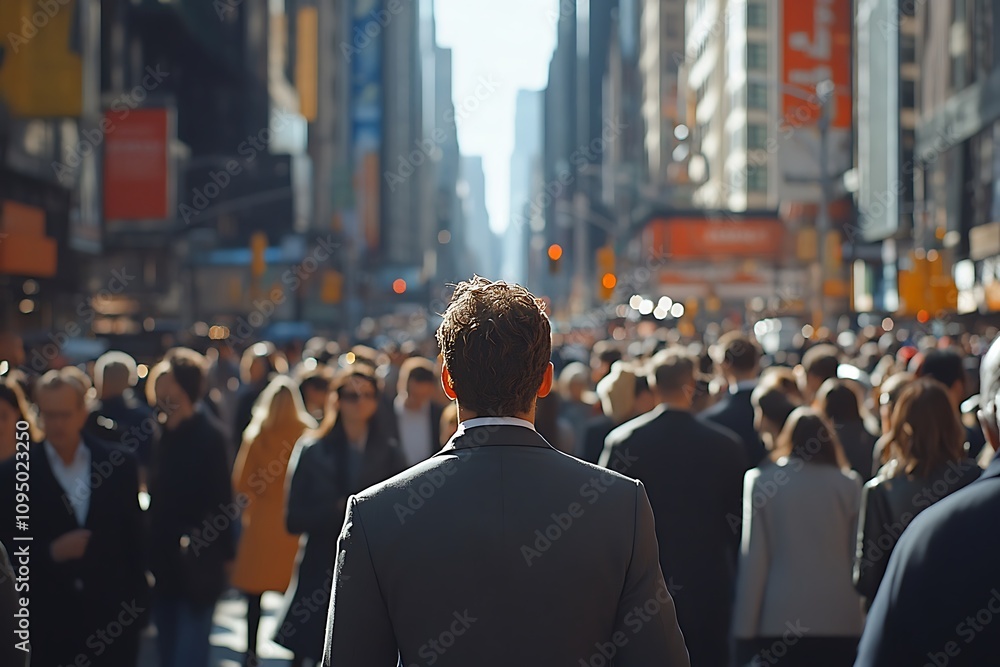Anonymous Man in Suit, Times Square Rush Hour Perspective Anonymous Man in Suit, Times Square Rush Hour Perspective