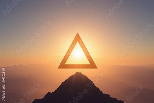 Tetrahedron's Ascent A holographic tetrahedron rising upwards it photo