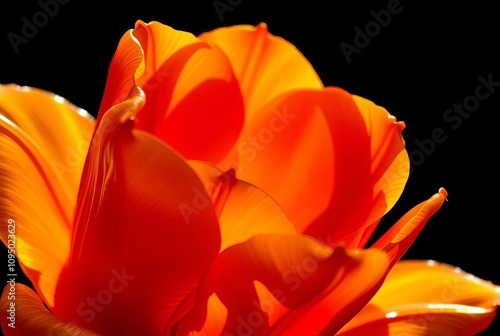 Topaz Tulip Tech Golden orange glass a tulip with petals that se photo