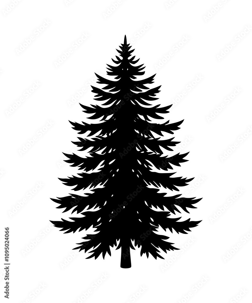 Pine Tree silhouette. Black silhouette of sine tree on white background. illustration Vector Pine Tree silhouette. Black silhouette of sine tree on white background. illustration Vector