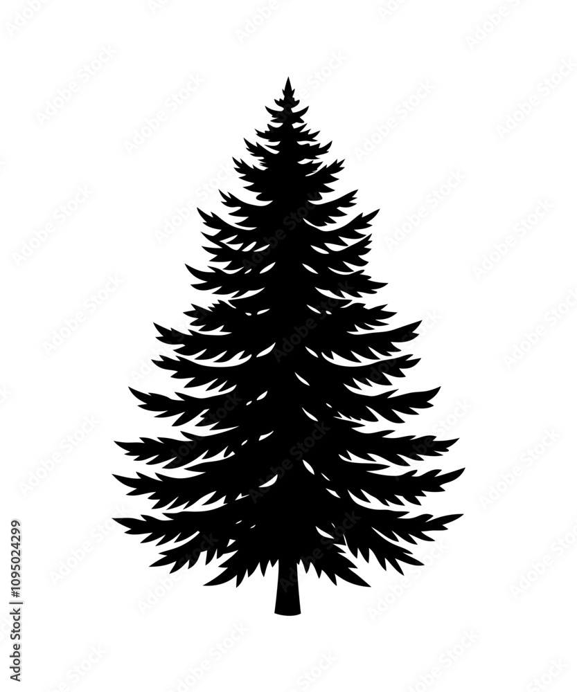 Pine Tree silhouette. Black silhouette of sine tree on white background. illustration Vector Pine Tree silhouette. Black silhouette of sine tree on white background. illustration Vector
