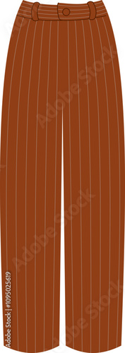 Trendy classic red-brown straight pants with stripes 
