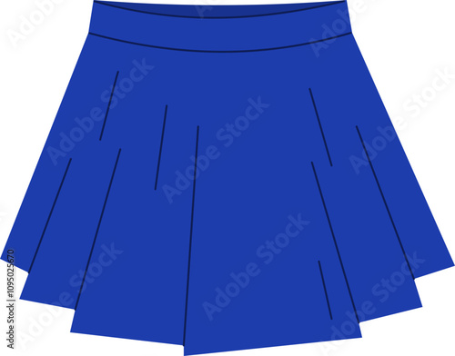 Fashionable mini trapeze skirt in blue eletro color with waves and pleats