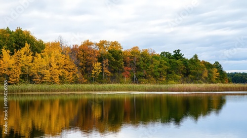 Wallpaper Mural A lake with a forest in the background Torontodigital.ca