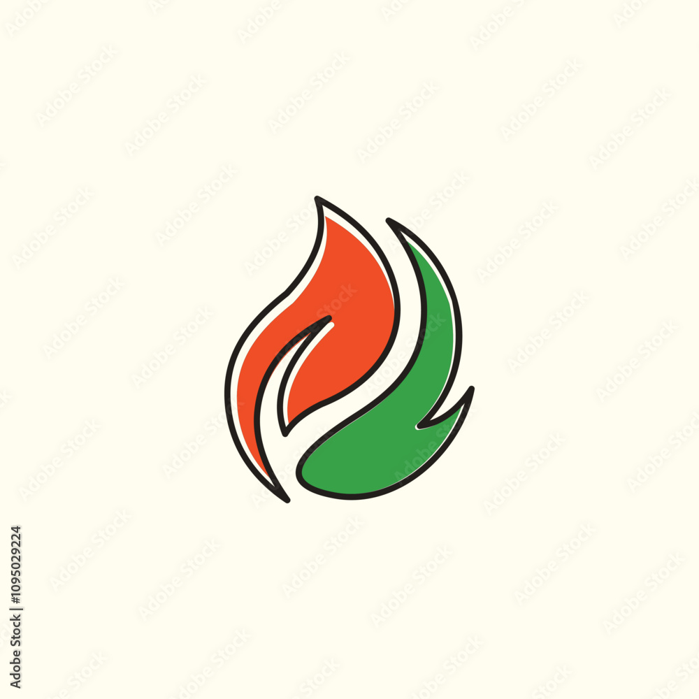 Biogas energy logo with Fire and leaf element Biogas energy logo with Fire and leaf element