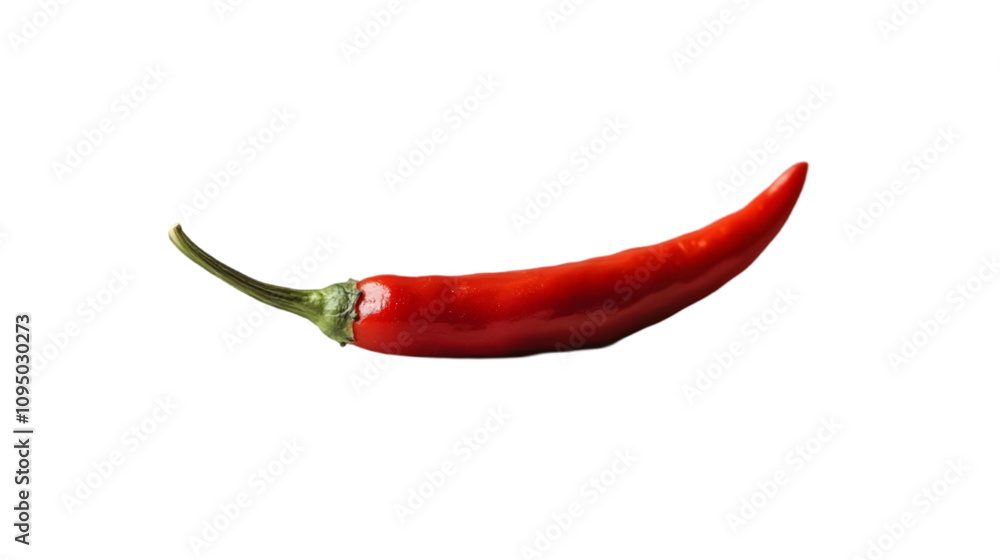 Single Red Chili Pepper Isolated on Black Background - Realistic Image Single Red Chili Pepper Isolated on Black Background - Realistic Image