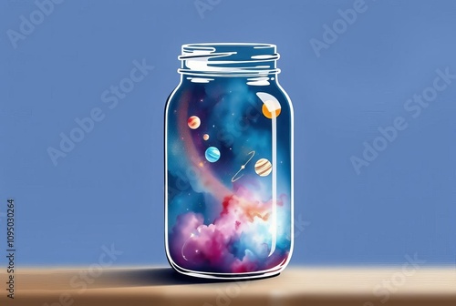 Universe in a Jar A simple yet striking watercolor jar containin photo