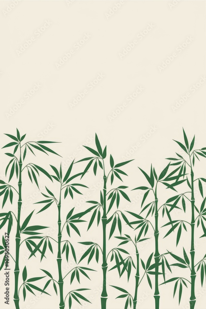 Fototapeta premium Bamboo forest serenity. Tranquil bamboo grove evokes peace, nature's calm. Elegant design perfect for backgrounds.