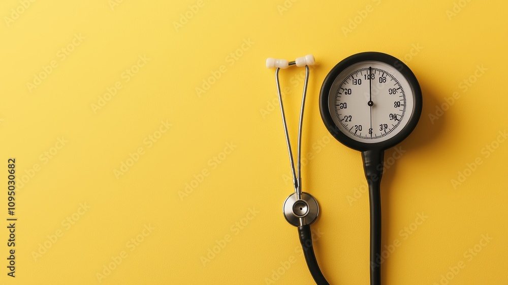 Health monitoring device medical setting equipment image yellow background close-up view vital signs measurement Health monitoring device medical setting equipment image yellow background close-up view vital signs measurement