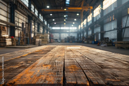 Wallpaper Mural Wood table in warehouse storage with blurred background Torontodigital.ca