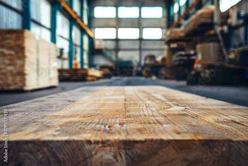 Wallpaper Mural Wood table in warehouse storage with blurred background Torontodigital.ca