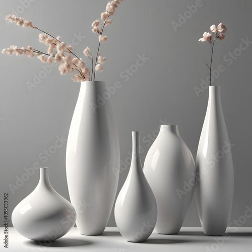 Minimalist Modern Vase Collection with Elegant Floral Arrangement – Stylish Interior Decor