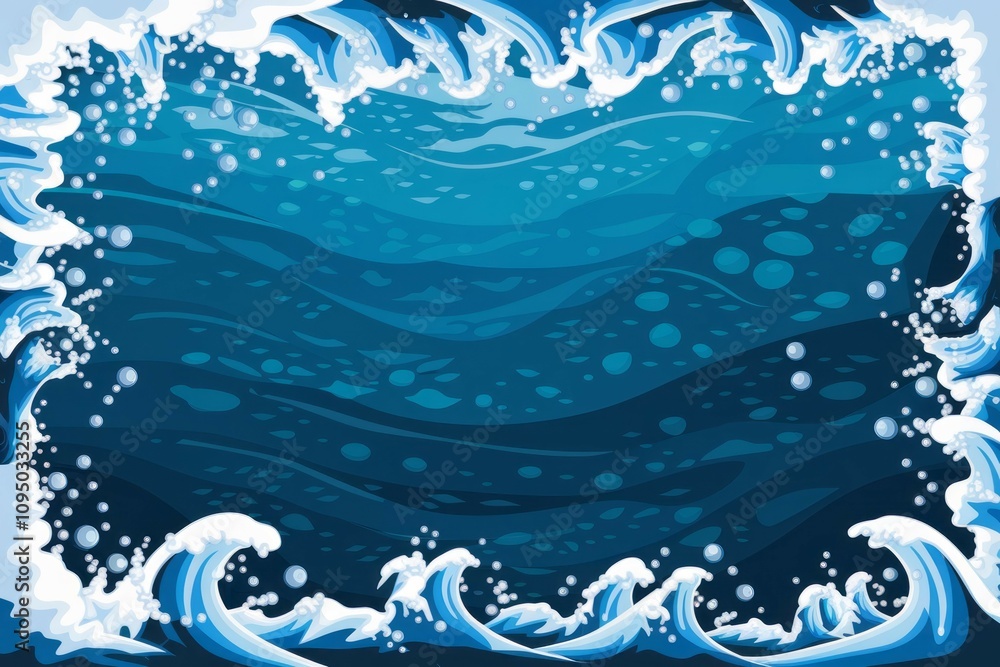 Ocean waves background. Serene underwater scene; powerful waves frame tranquil depths. Evokes calmness and ocean mystery. Ocean waves background. Serene underwater scene; powerful waves frame tranquil depths. Evokes calmness and ocean mystery.