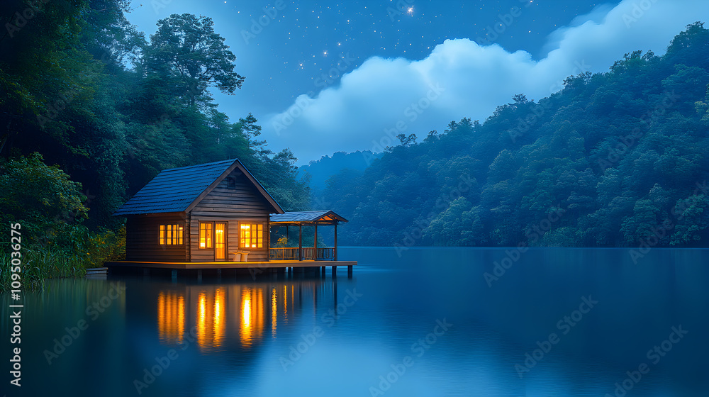 Fototapeta premium house on the lake