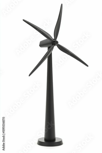 Black model wind turbine, three blades.