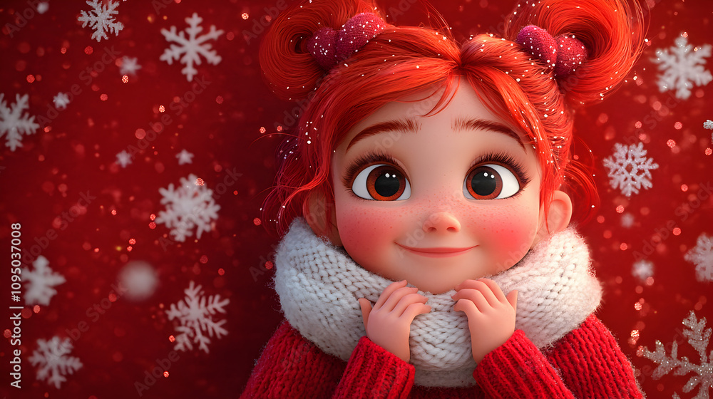 An adorable baby doll in a red cap, a symbol of Christmas cheer and childhood wonder An adorable baby doll in a red cap, a symbol of Christmas cheer and childhood wonder