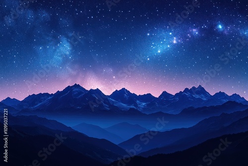 Majestic Mountain Range Under Starlit Night Sky