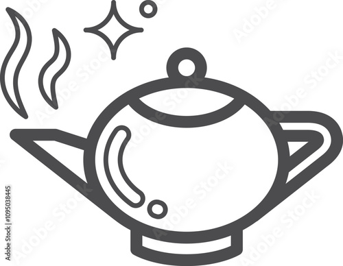 Hot teapot line icon. Herbal tea drink