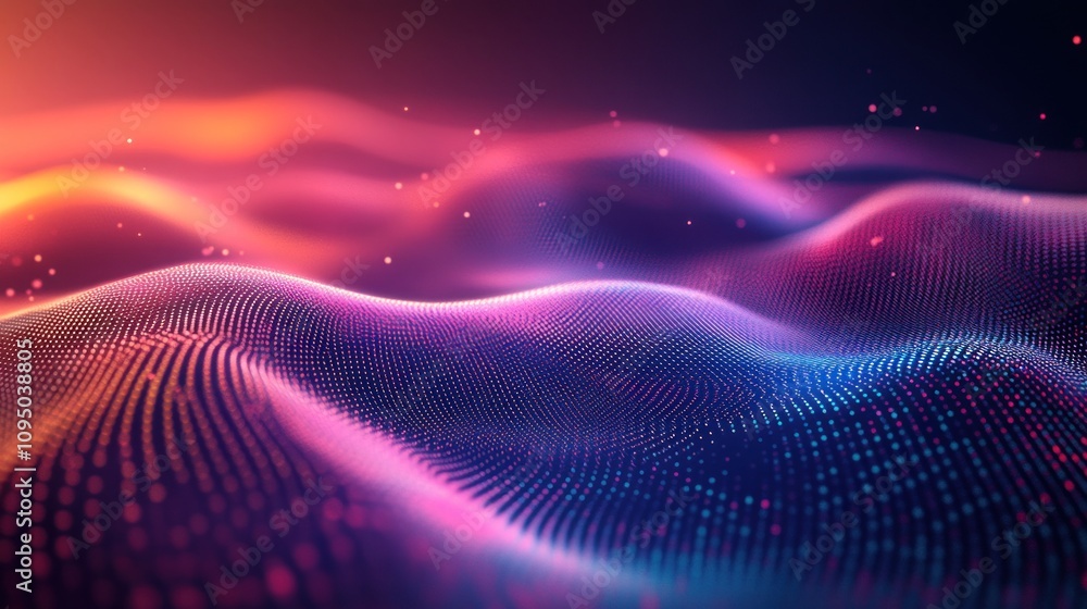 Abstract Digital Landscape: Vibrant Hues and Particle Waves Abstract Digital Landscape: Vibrant Hues and Particle Waves