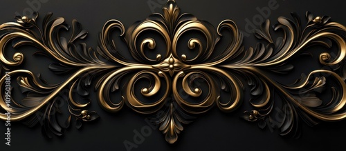 Stylized black and gold ornament with soft curves and refined, minimalistic detail  photo