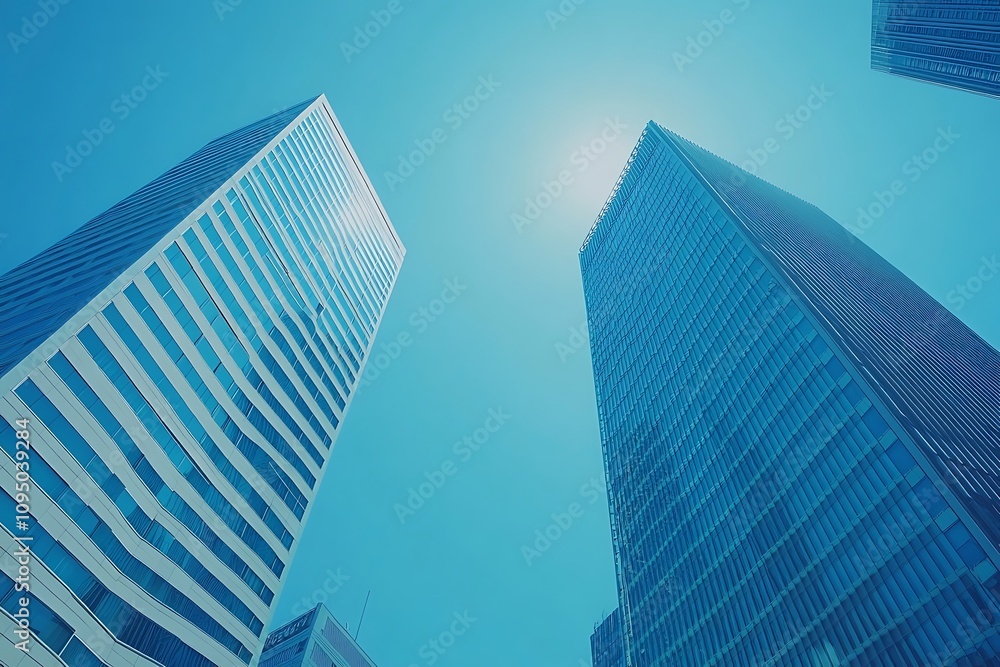 Blue Sky Metropolis Low Angle Skyscraper Views Blue Sky Metropolis Low Angle Skyscraper Views