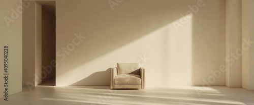 Beige Armchair in Minimalis...