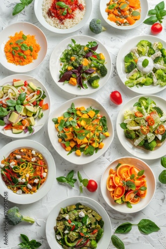 A table filled with a variety of food including appetizers, main courses and desserts