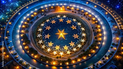 Wallpaper Mural Mesmerizing Aerial View of Round Stars Illuminating the Night Sky Captured by Drone Photography, Showcasing Celestial Beauty and Stunning Patterns from Above Torontodigital.ca