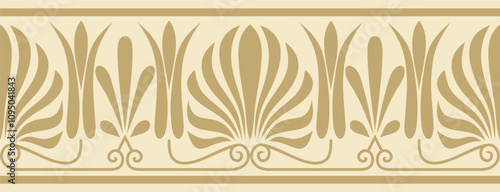 Vector golden seamless classic greek ornament. Endless European pattern. Border, frame Ancient Greece, Roman Empire