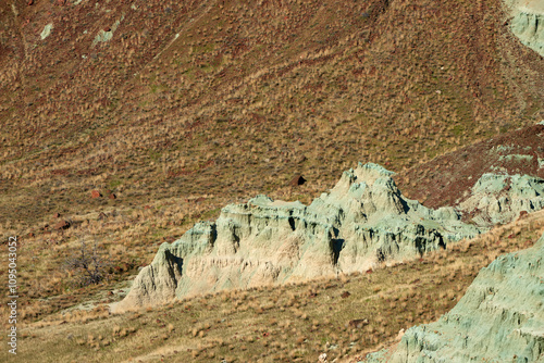 Geology formation of the Blue Basin, scenic cliffs in Eastern Oregon, John Day Fossil Beds National Monument.