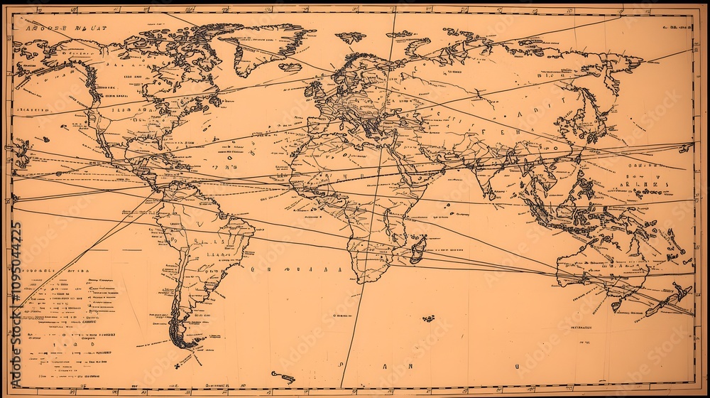 A colonial-era map showing the global reach of colonial empires. 