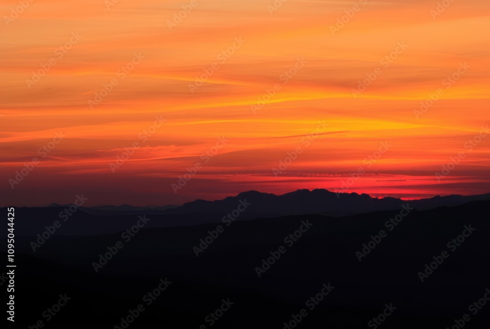 Mountain Silhouette Distant mountains silhouetted against the vi Mountain Silhouette Distant mountains silhouetted against the vi