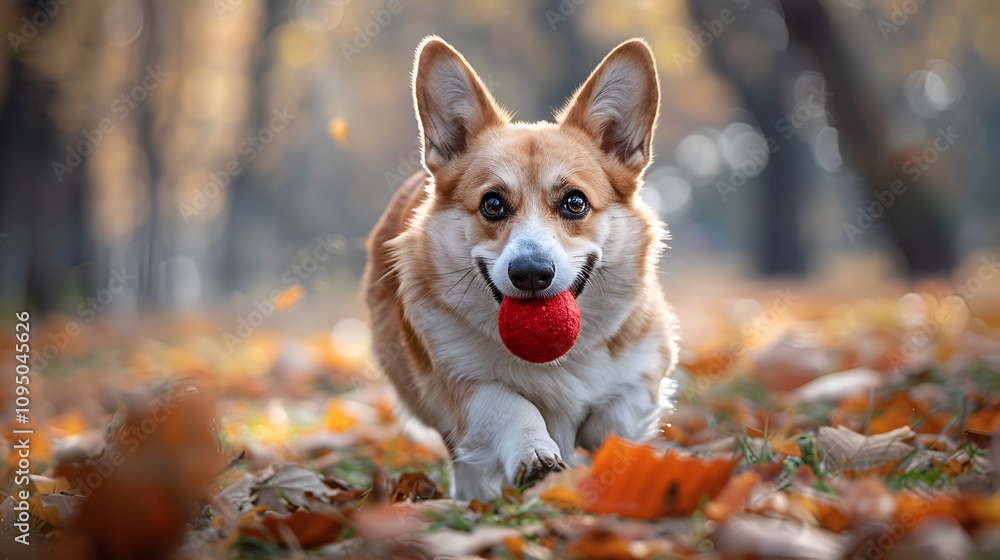Welsh Pembroke Corgi dog outdoor portrait running Welsh Pembroke Corgi dog outdoor portrait running