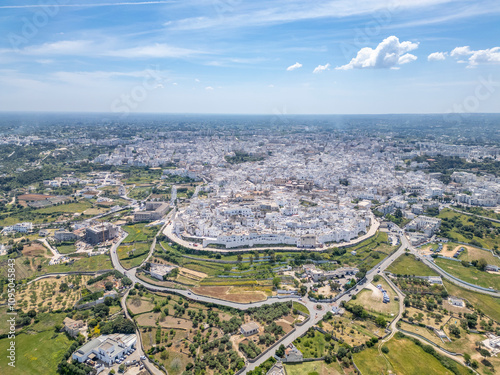 Ostuni Town drone view in Italy