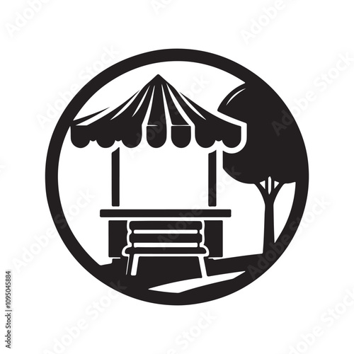 Mobile Street Food Cart Silhouette Vector Icon for Vendors