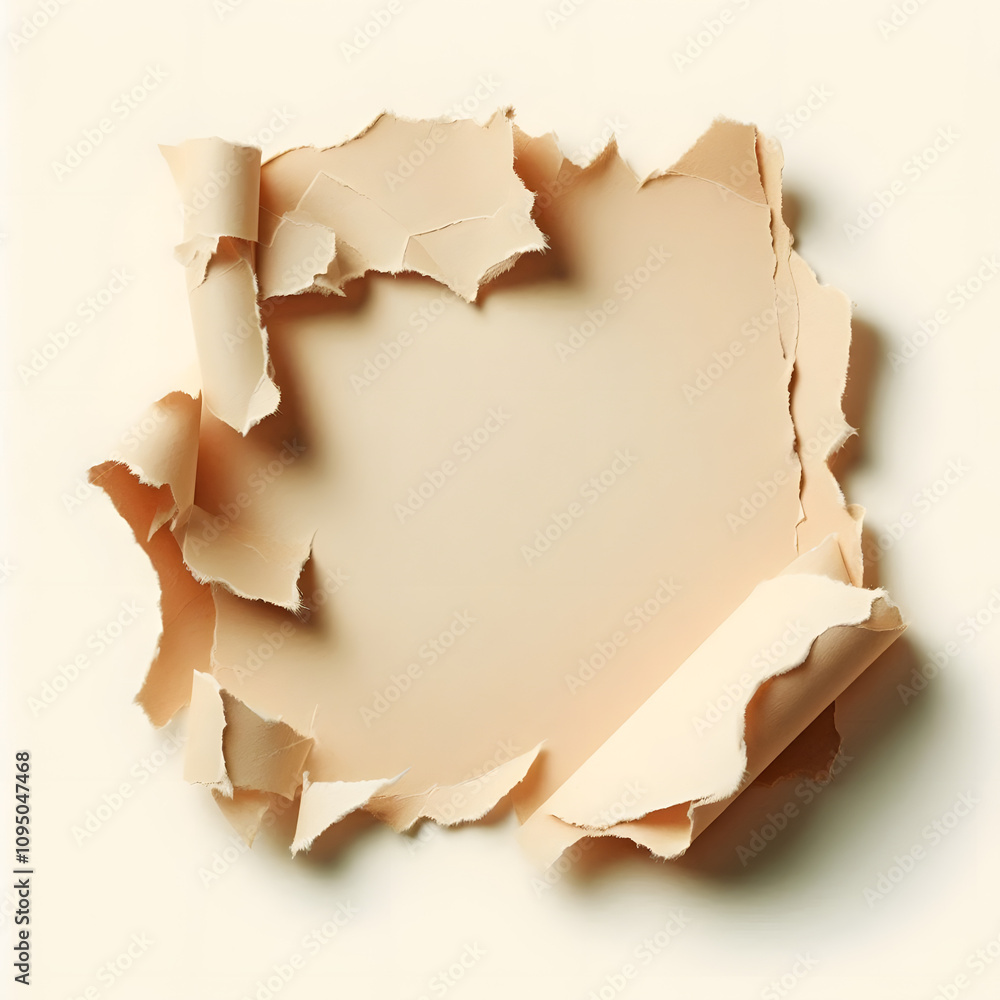 Torn Paper Frame with Textured Edges, Generative Ai. Torn Paper Frame with Textured Edges, Generative Ai.