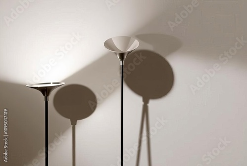 Three Floor Lamps Three floor lamps in a triangular formation pr photo