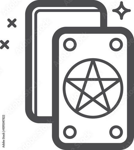 Tarot cards line icon. Esoteric mystery symbol