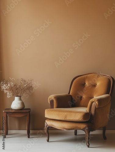 Antique Velvet Armchair Wit...