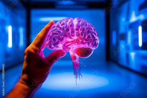 brain highlighting the visual cortex when processing visual stim photo