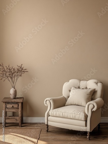Beige Armchair in a Neutral...