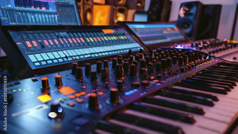 professional sound mixing console in the studio. sound recording equipment. professional dj mixing music. professional sound mixing console in the studio. sound recording equipment. professional dj mixing music.