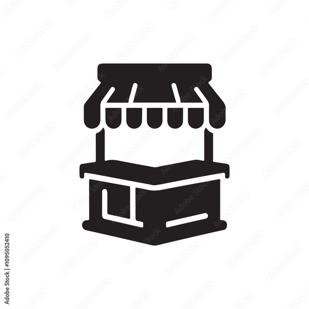 Silhouette of a Mini Food Stall – Vector Icon Design Silhouette of a Mini Food Stall – Vector Icon Design
