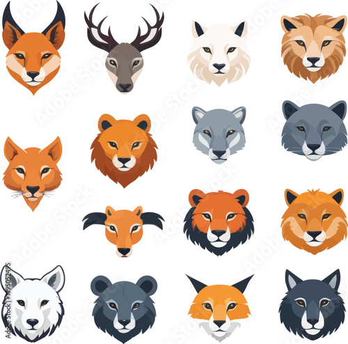 Set of animal faces