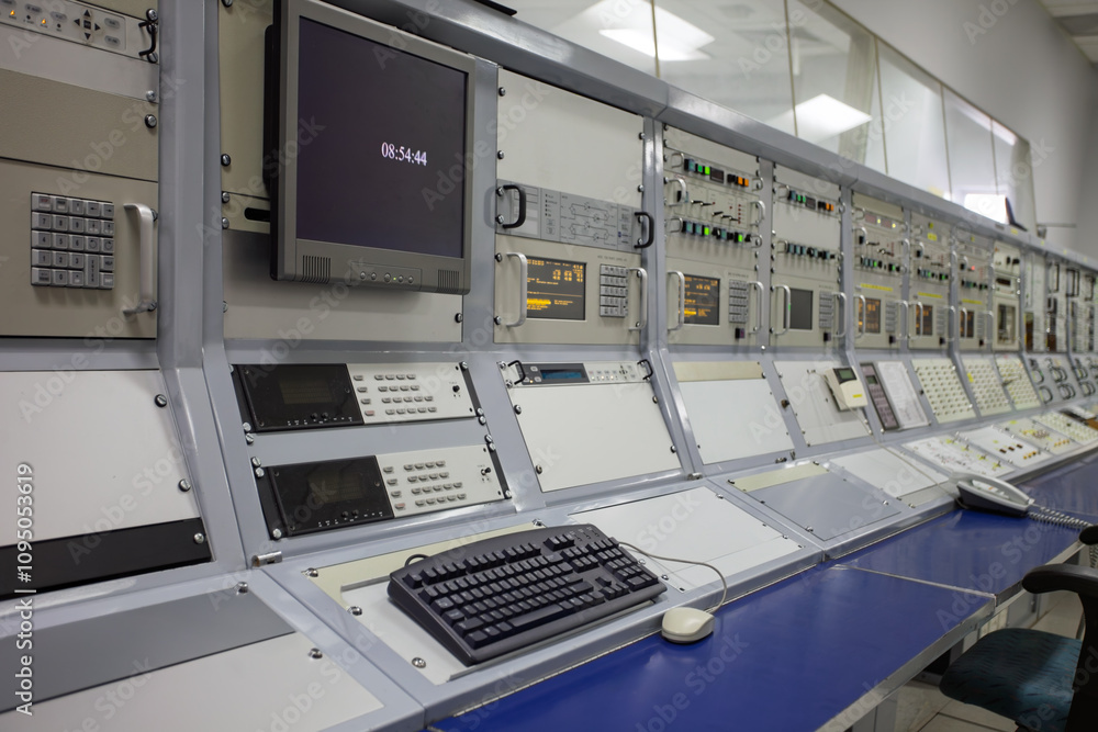 satellite central command Centre , rack server, satellite connections equipment indoors at the station, weather station and different sensors monitoring, emission analyzers satellite central command Centre , rack server, satellite connections equipment indoors at the station, weather station and different sensors monitoring, emission analyzers